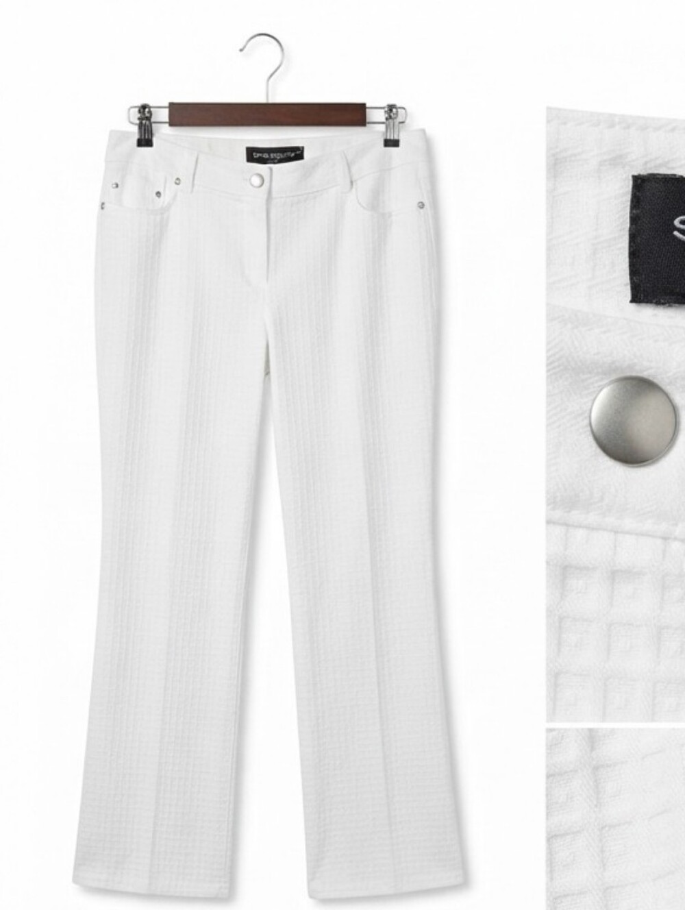 Sharagano White Women’s Textured Straight-Leg Pants